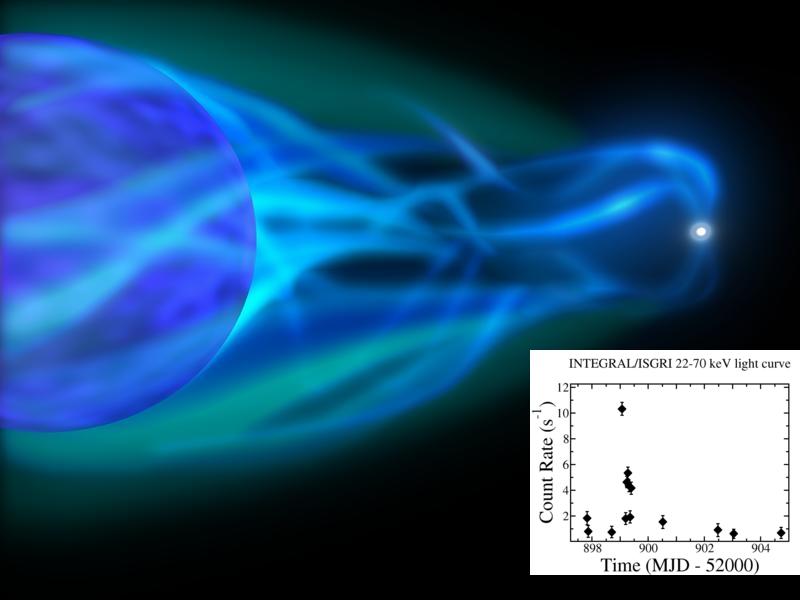 INTEGRAL lightcurve of an SXRB transient and artist's impression of one system