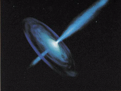 Illustration of a blazar jet which clominates
the emission from gamma-ray blazars.