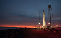Cygnus on the launch pad Wallops