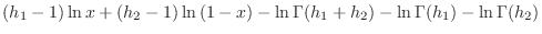 $-\ln{(1+(p-h_1)^2/h_2^2)} - \ln{\pi} - \ln{h_2}$