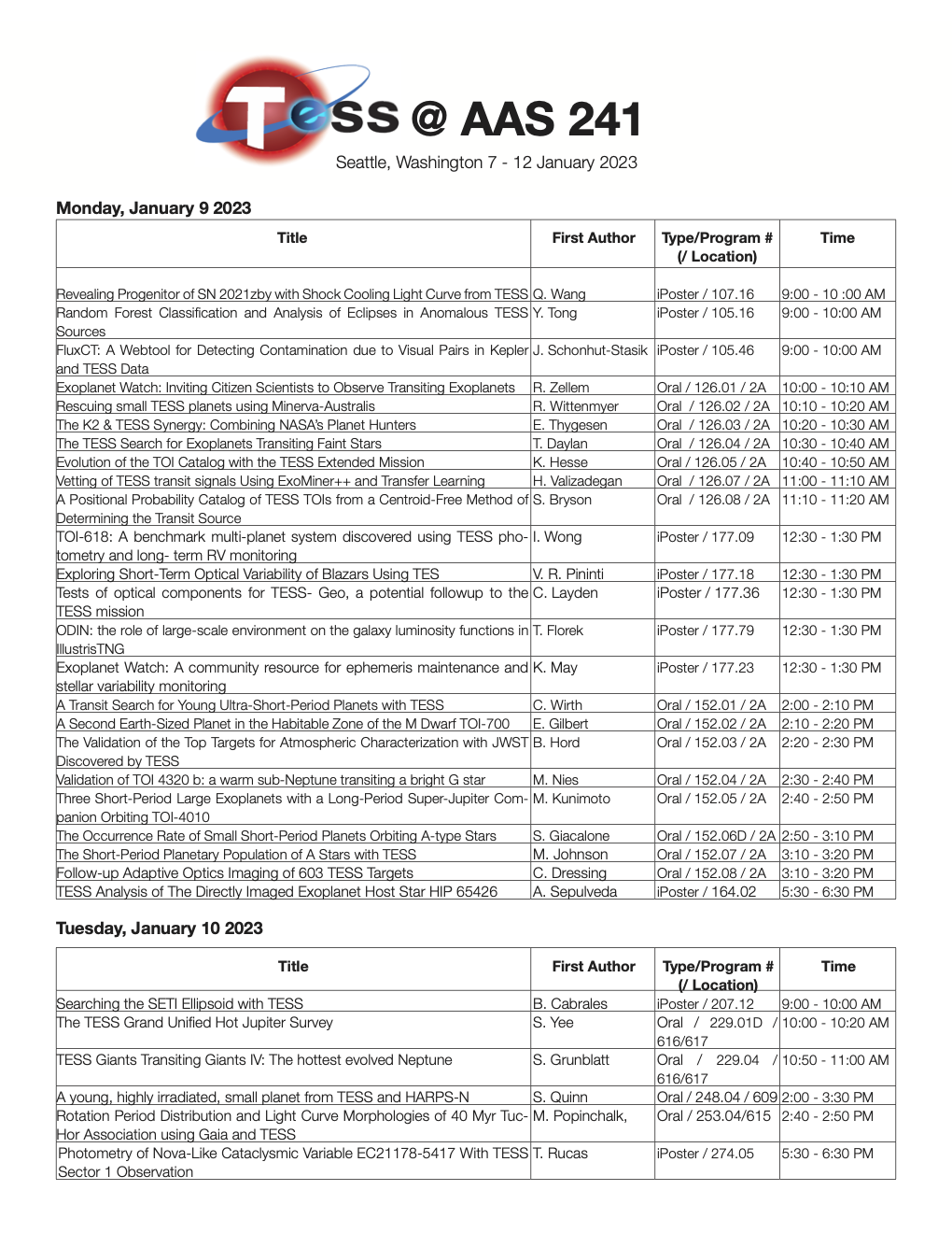 AAS Schedule