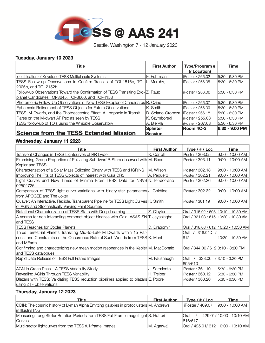 AAS Schedule