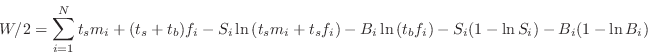 \begin{displaymath}
d_i = \sqrt{[(t_s+t_b)m_i-S_i-B_i]^2+4(t_s+t_b)B_im_i}
\end{displaymath}