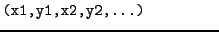 $\textstyle \parbox{.30\textwidth}{{\tt (x1,y1,x2,y2,...)}}$
