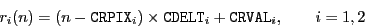 \begin{displaymath}
r_i(n) = (n - \index{Attributes!CRPIX}{\tt CRPIX}_i) \times...
... CDELT}_i + \index{Attributes!CRVAL}{\tt CRVAL}_i,\qquad i=1,2
\end{displaymath}