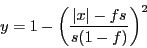 \begin{displaymath}
y = 1 - \left( \frac{\vert x \vert - fs}{s(1-f)} \right)^2
\end{displaymath}