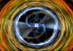 computer simulation of matter falling into a pulsar