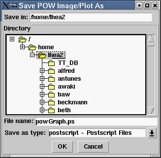 screen capture of POW save to file directory/format selection