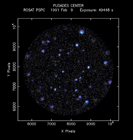 Image of a region of the Pleiades cluster